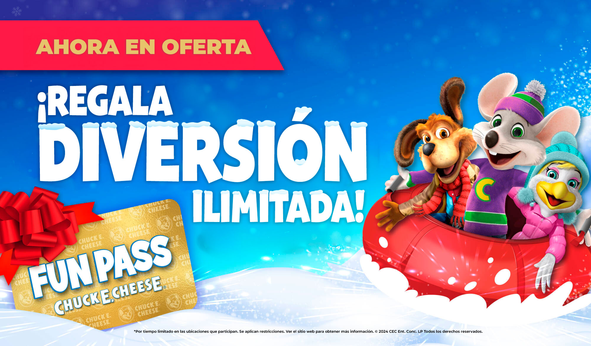 fun pass de chuck e. cheese de regalo