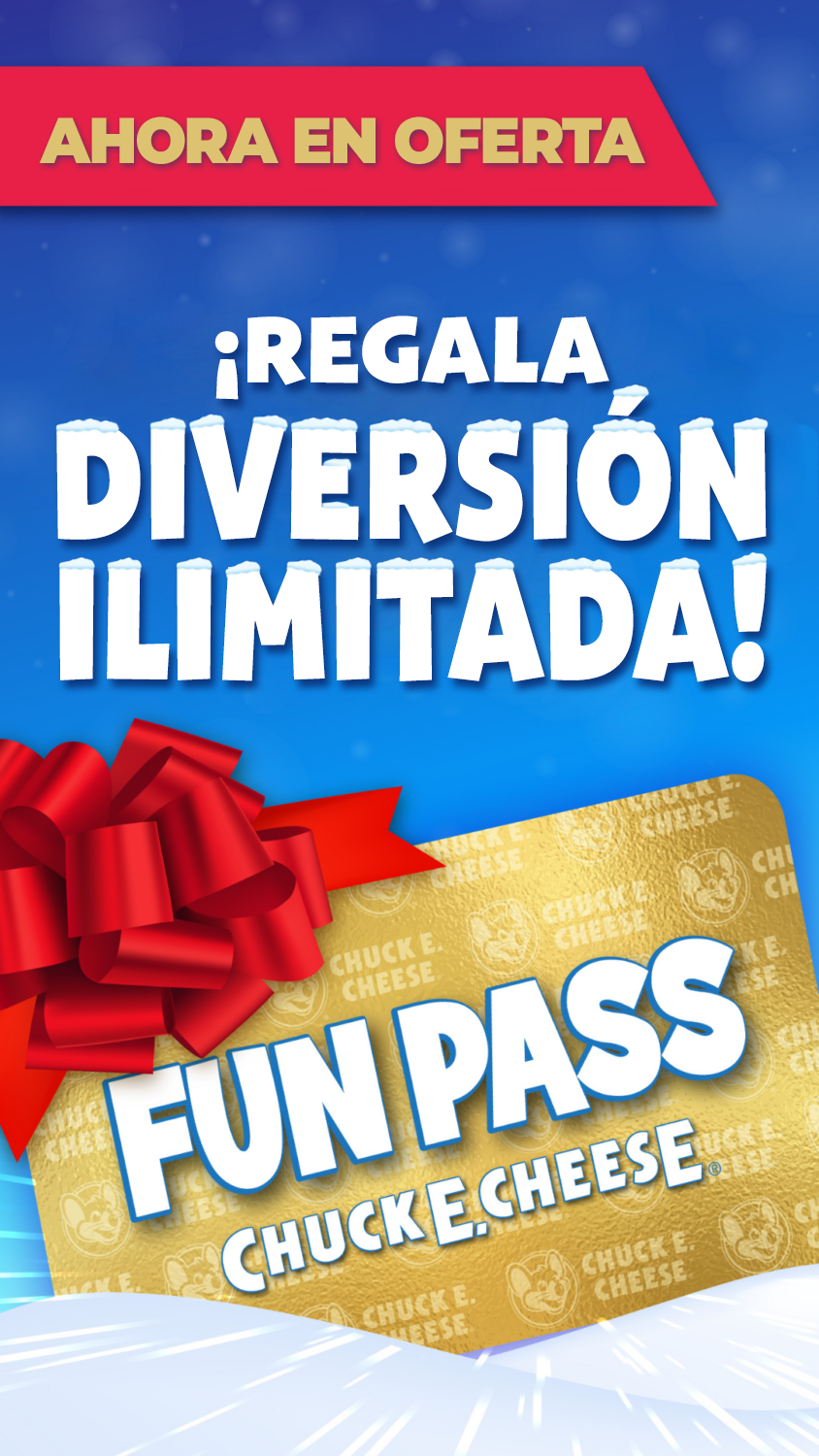 fun pass de chuck e. cheese de regalo